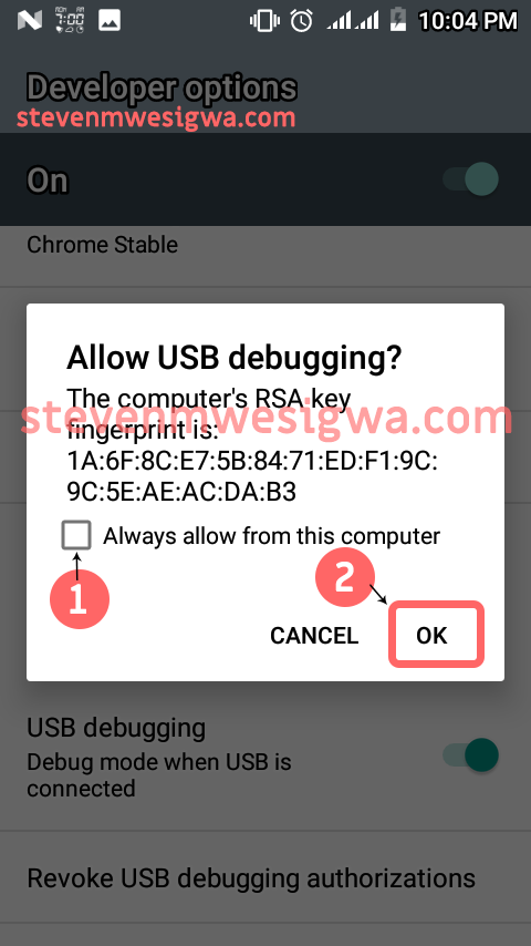 Run App On Smart Phone - Allow USB Debugging (Computer RSA Key Fingerprint)